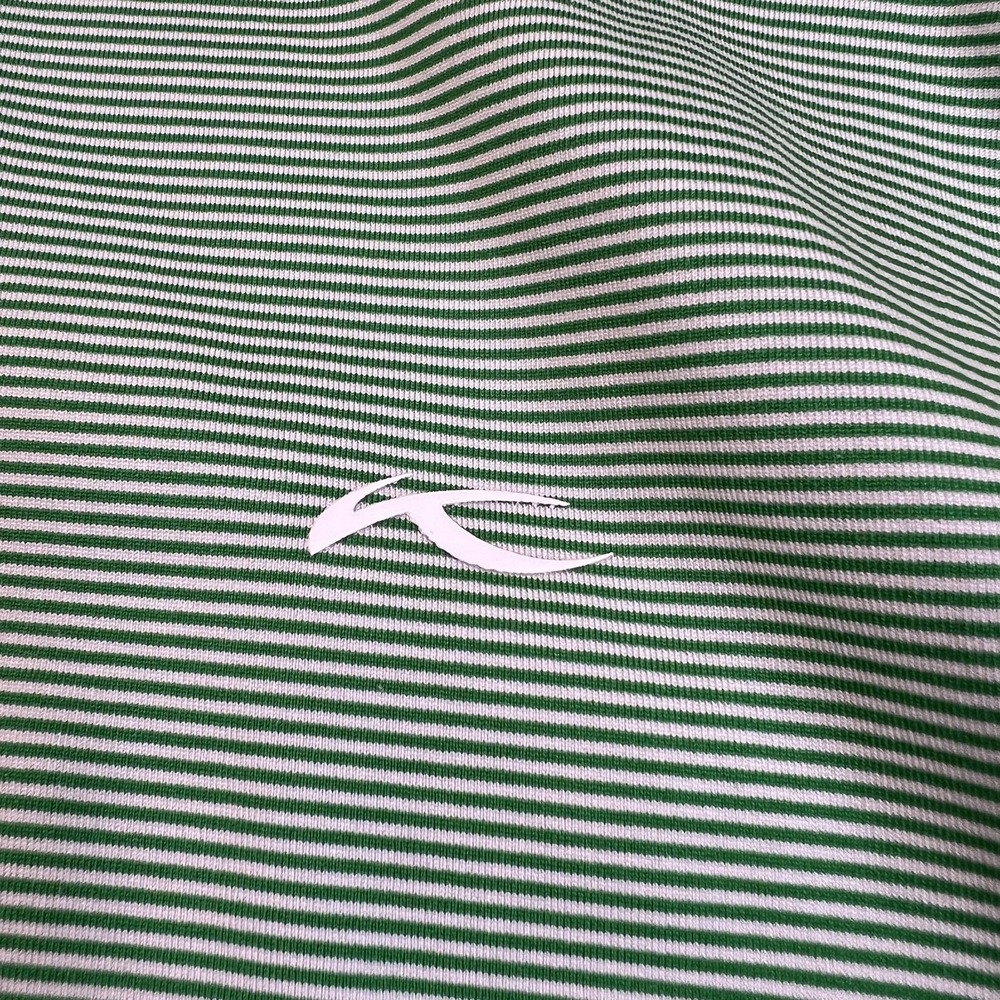 KJUS Polo Shirt Mens XL Green White Stripe Golf UPF 50 Performance Jersey - Picture 8 of 11